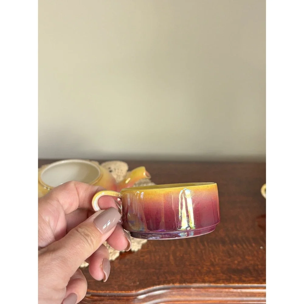 Vintage Royal Winton Grimwades stackable 4-pc tea set luster rainbow art deco